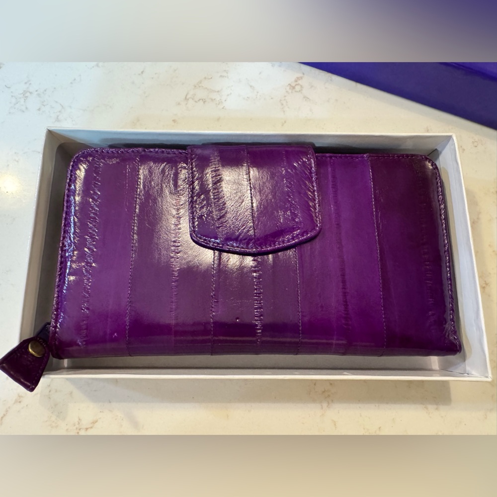 Genuine Eel Skin Purple Wallet